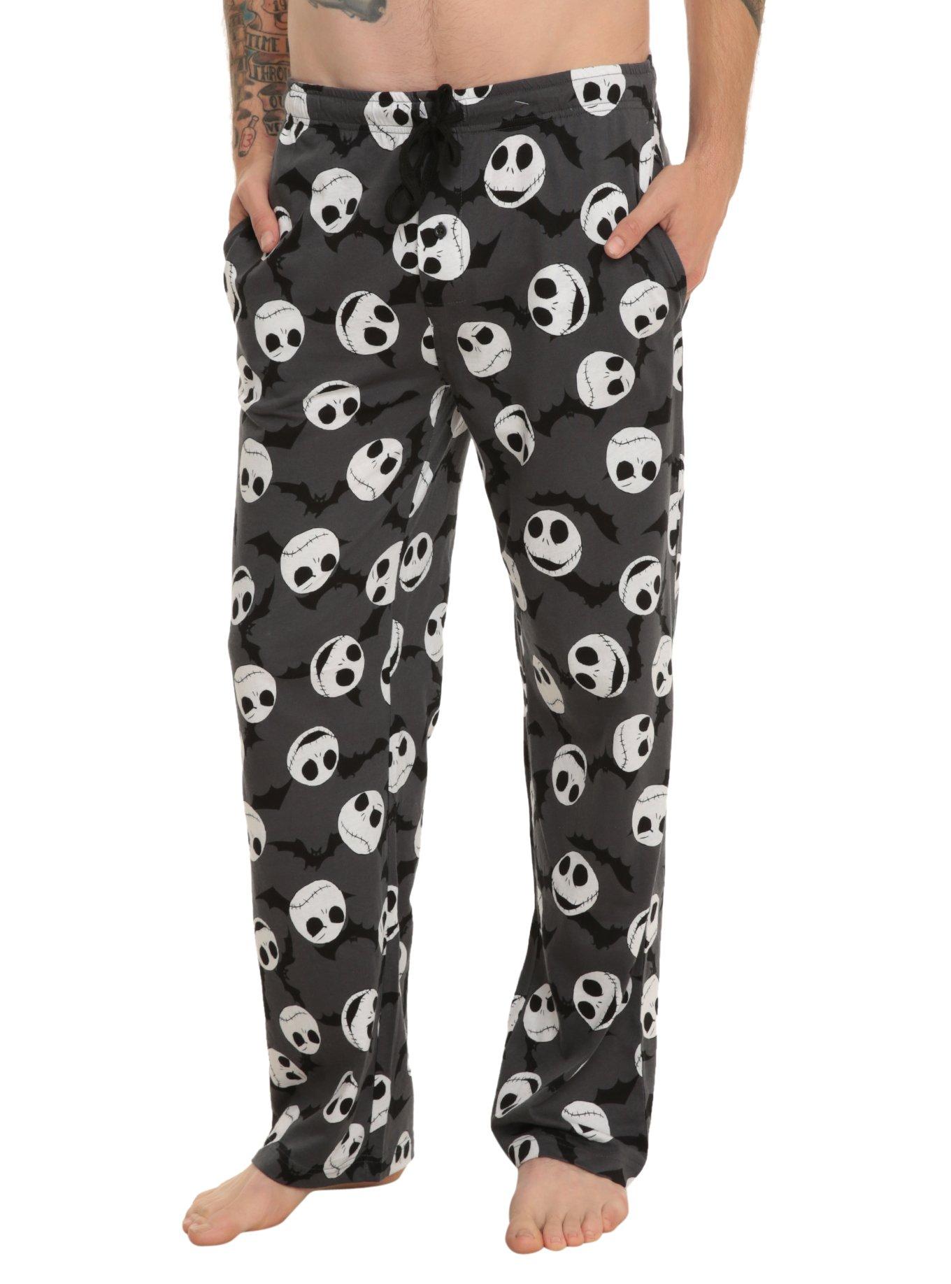 The Nightmare Before Christmas Jack Heads Bats Guys Pajama Pants, BLACK, hi-res