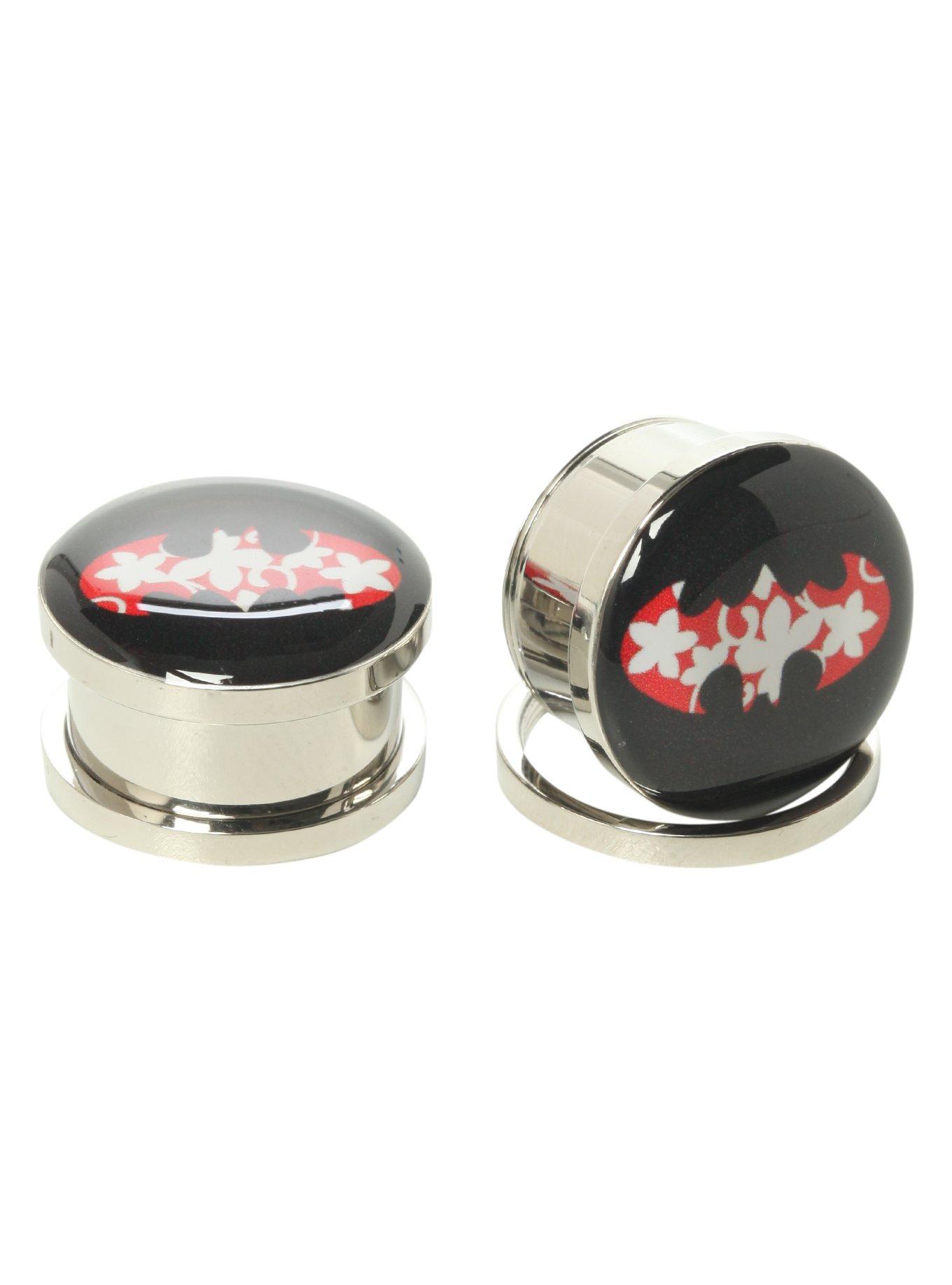 Steel DC Comics Batman Hawaiian Spool Plug 2 Pack, BLACK, hi-res
