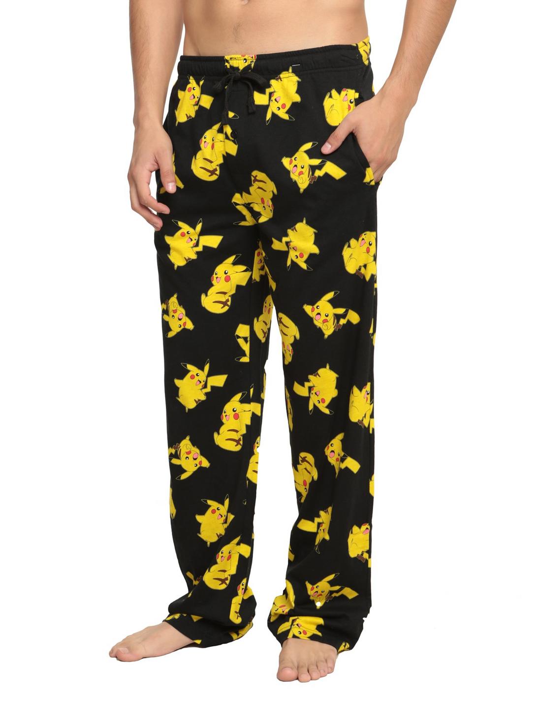 Pokemon Pikachu Print Guys Pajama Pants, BLACK, hi-res