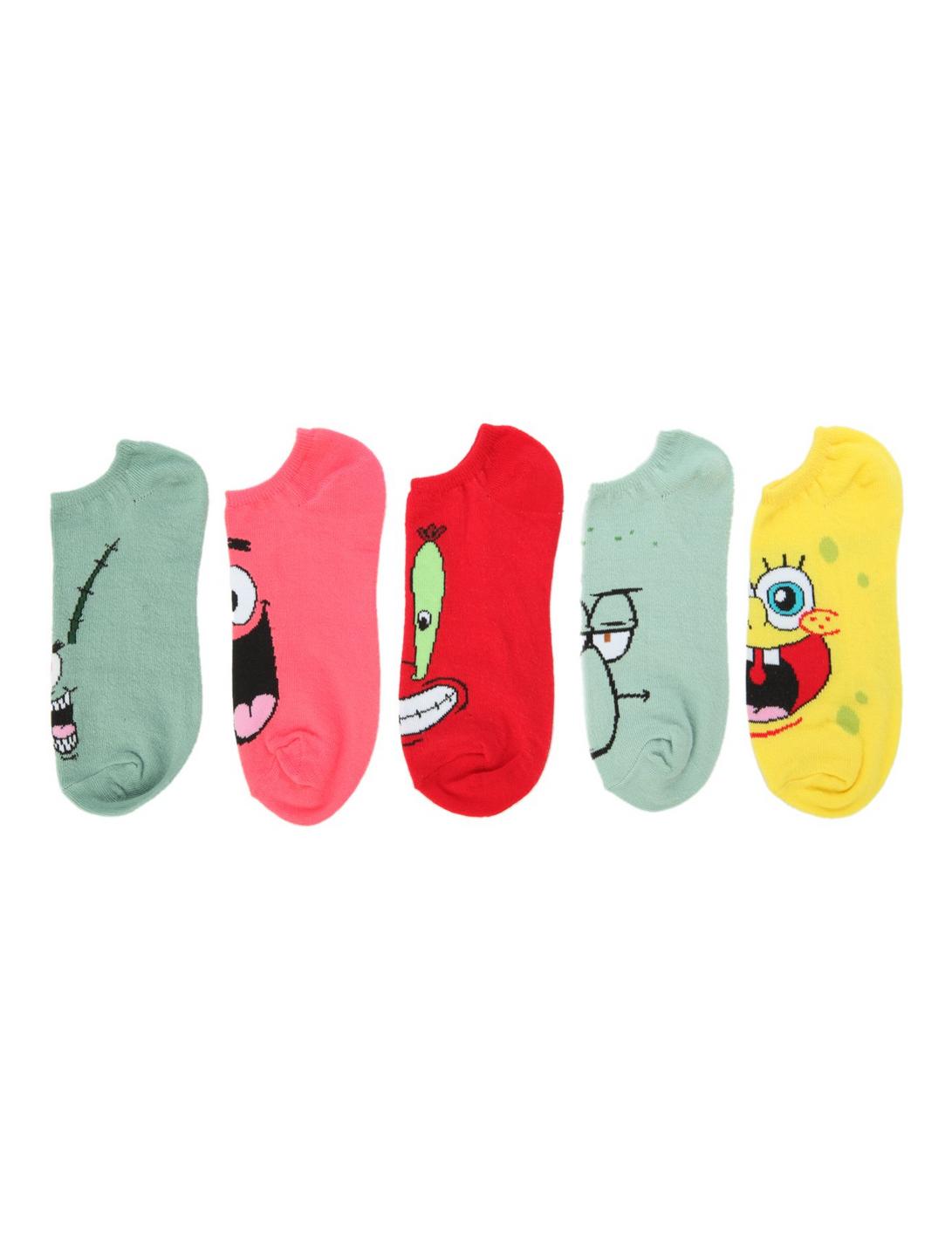SpongeBob SquarePants Character No-Show Socks 5 Pair, , hi-res