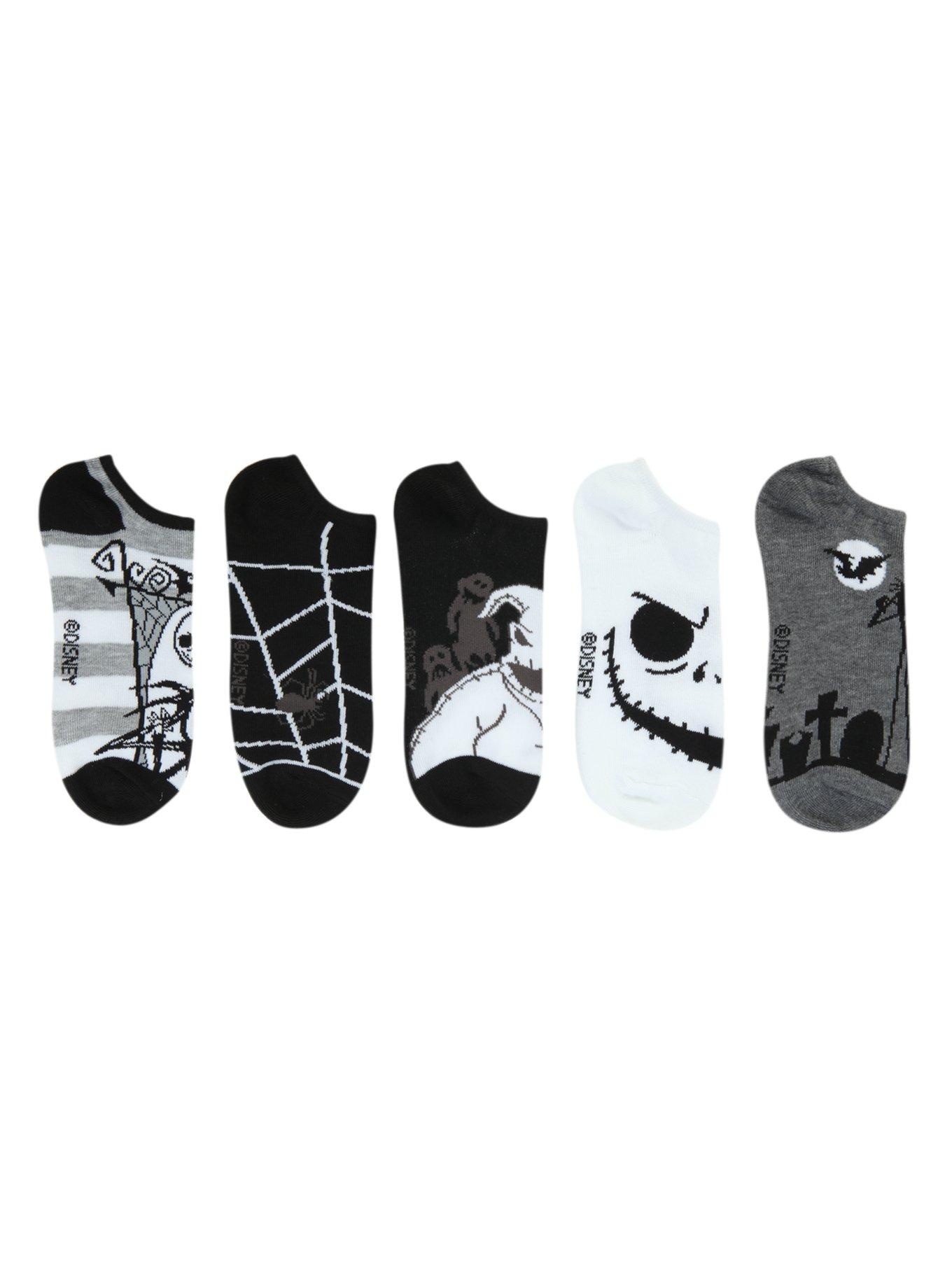 The Nightmare Before Christmas Striped Web No-Show Socks 5 Pair | Hot Topic