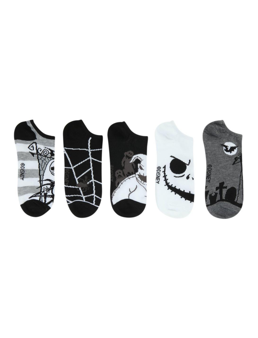 The Nightmare Before Christmas Striped Web No-Show Socks 5 Pair, , hi-res