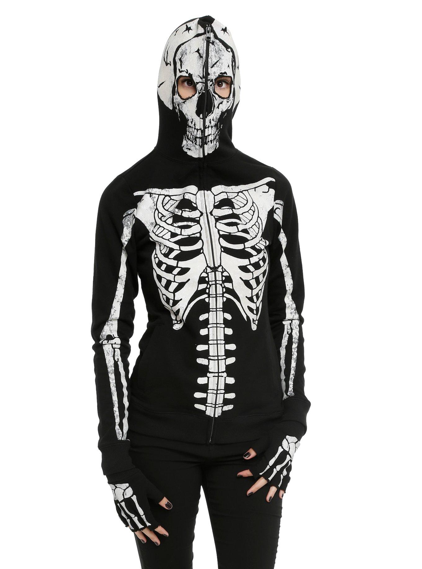 Teenage Runaway Skeleton Girls Hoodie, BLACK, hi-res