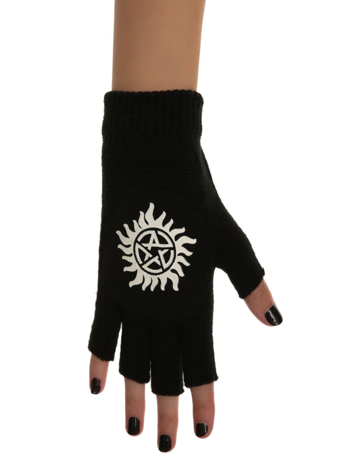Supernatural Anti-Possession Symbol Fingerless Gloves, , hi-res
