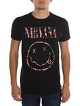 Nirvana Floral Smiley T-Shirt, BLACK, hi-res