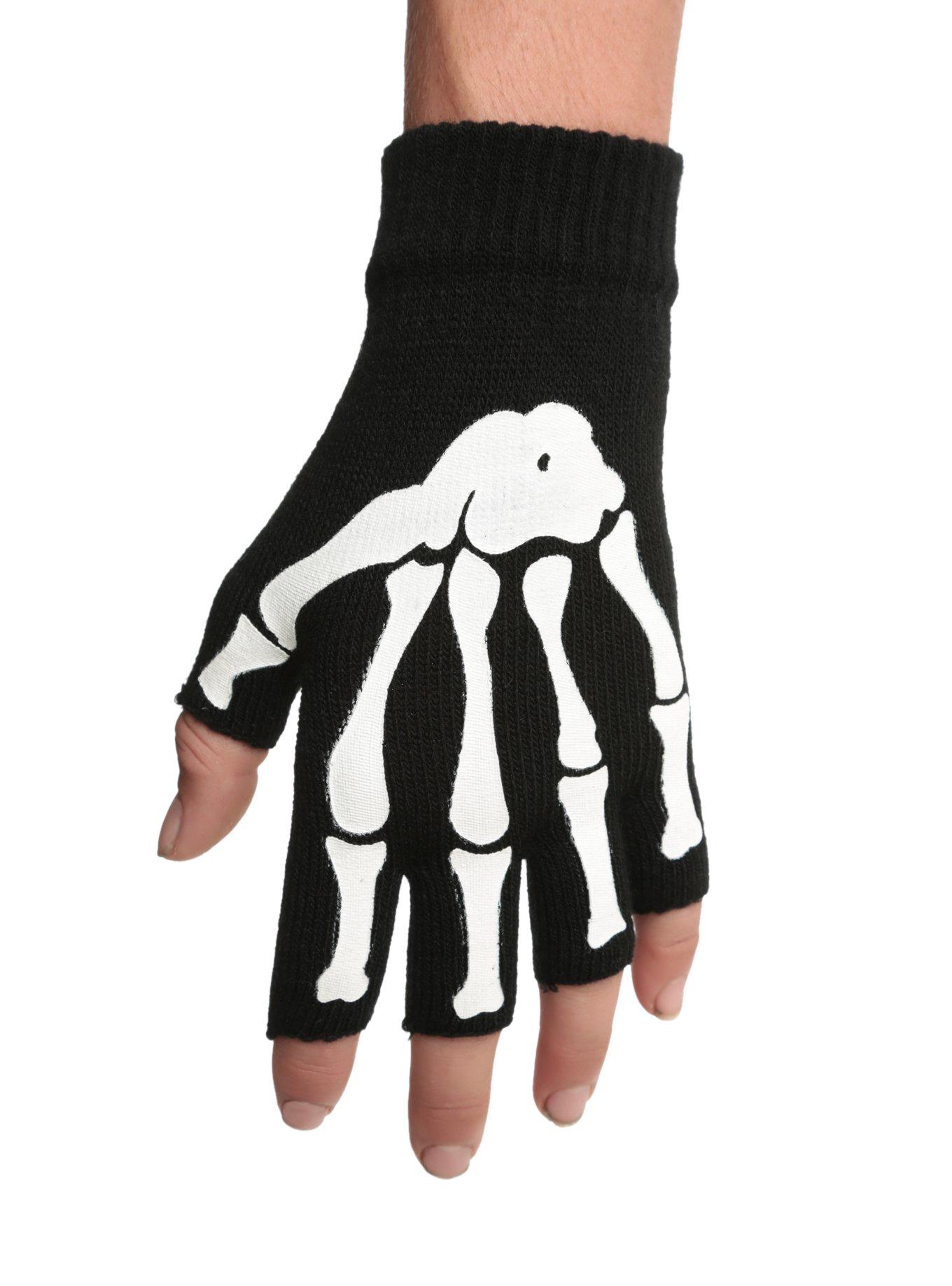 Skeleton Fingerless Gloves, , hi-res