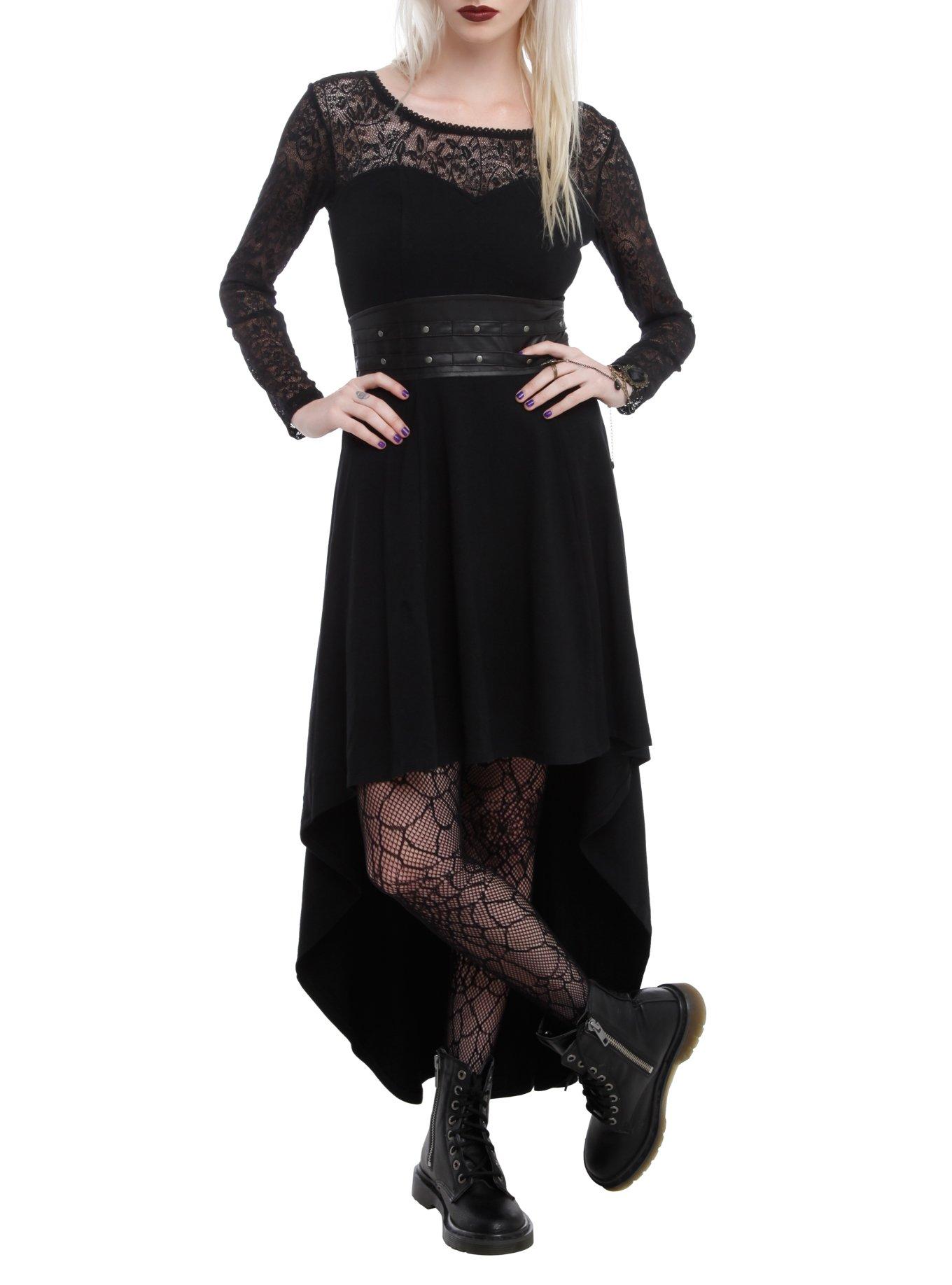 royal bones black lace dress By Tripp Sleeve Hi-Lo Saccity