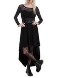Royal Bones By Tripp Black Lace Sleeve Hi-Lo Dress, BLACK, hi-res
