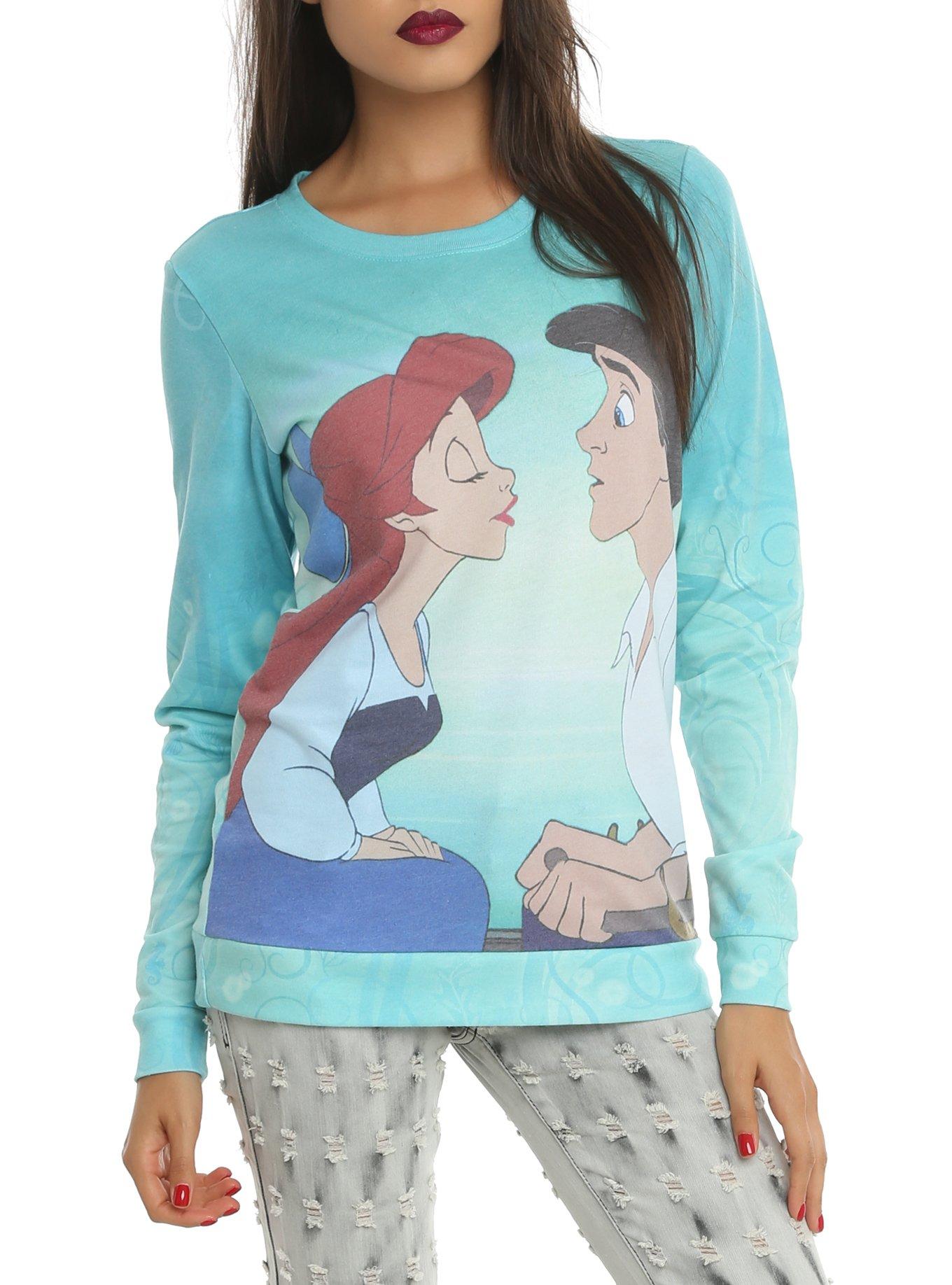 Disney The Little Mermaid Kiss The Girl Girls Pullover Top, BLACK, hi-res