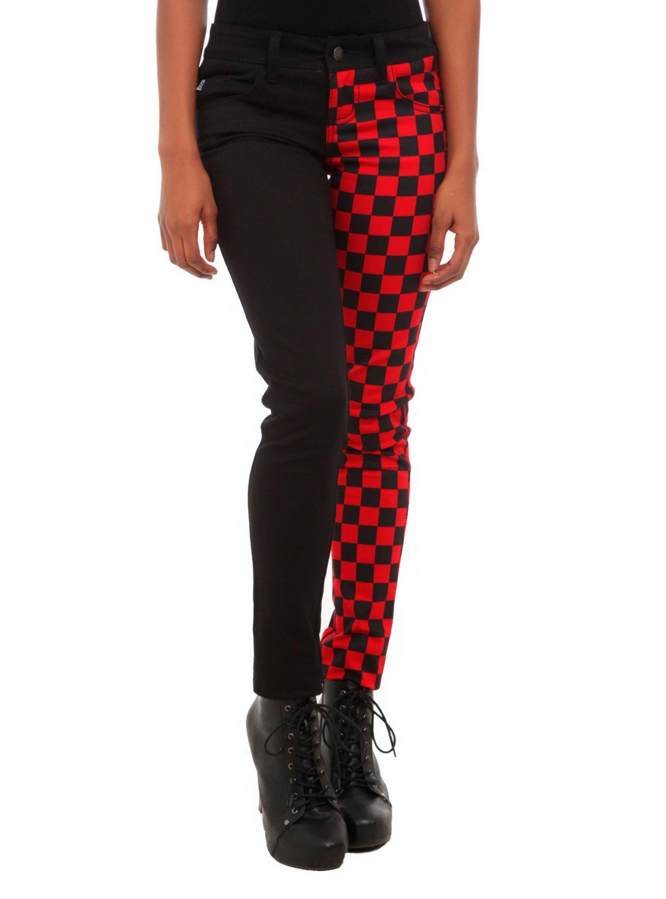 Hot Topic Pants Womens Small Red Black Plaid Mismatched