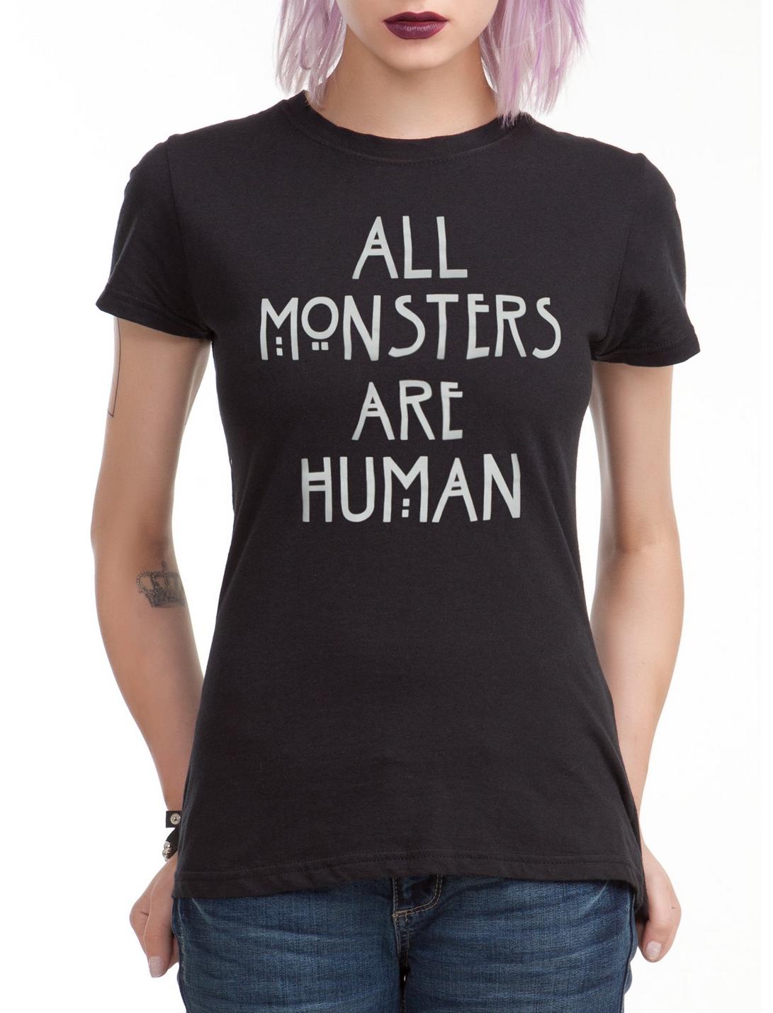 American Horror Story All Monsters Are Human Girls T-Shirt, BLACK, hi-res