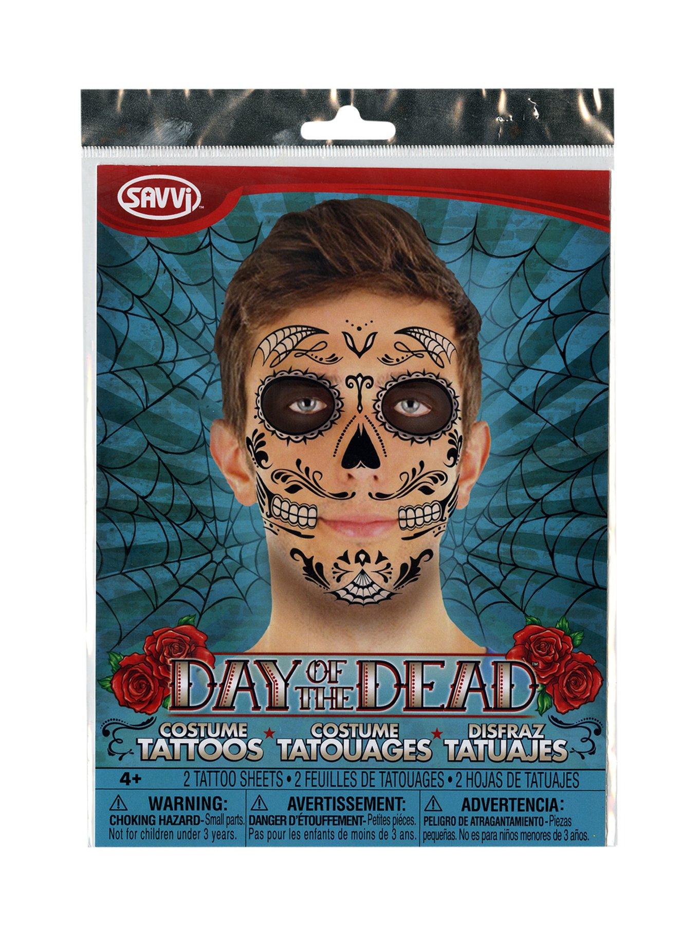 Day Of The Dead Temporary Tattoos, , hi-res