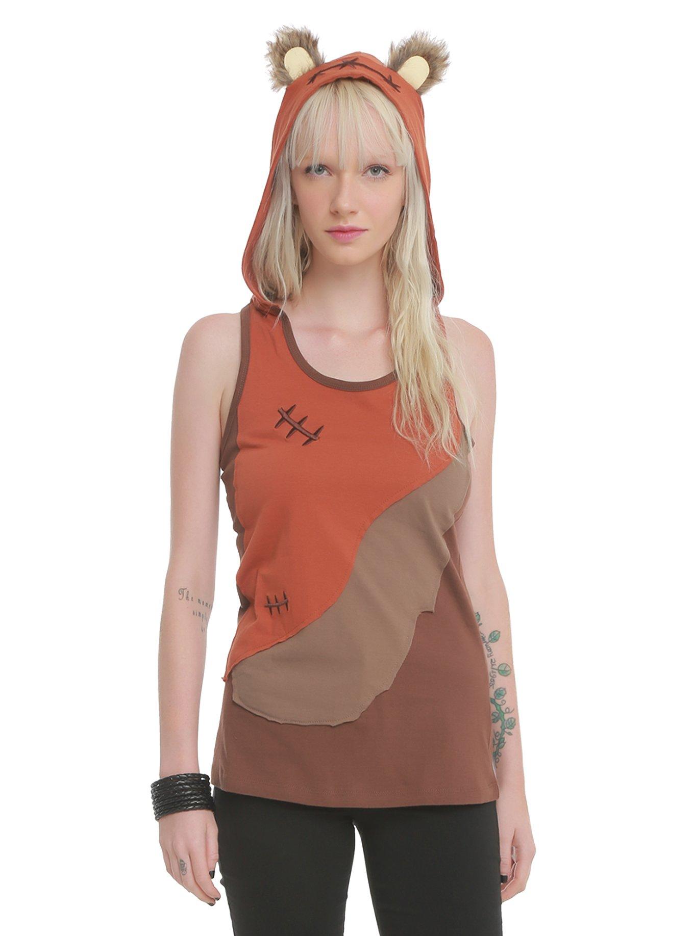 Her Universe Star Wars Ewok Girls Hooded Tank Top, ORANGE, hi-res