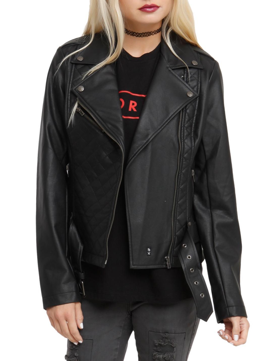 Royal Bones BY Tripp Faux Leather Quilted Moto Jacket | Hot Topic