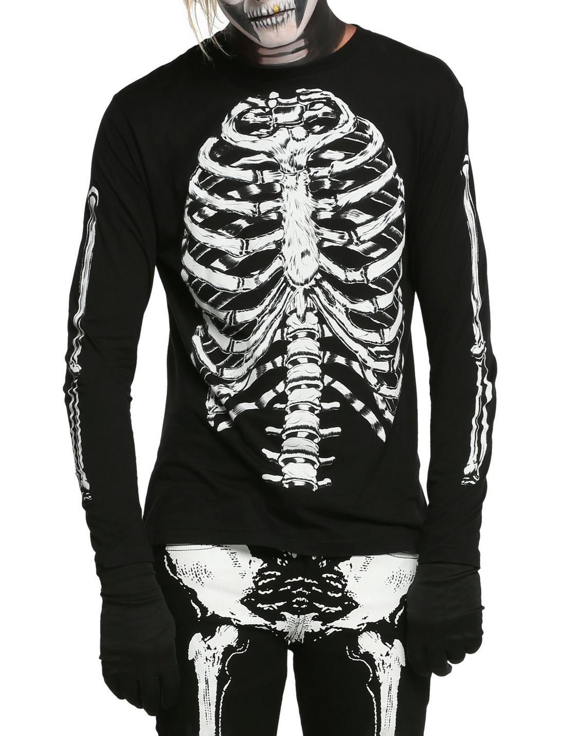 RUDE Black Skeleton Long-Sleeved Shirt, BLACK, hi-res