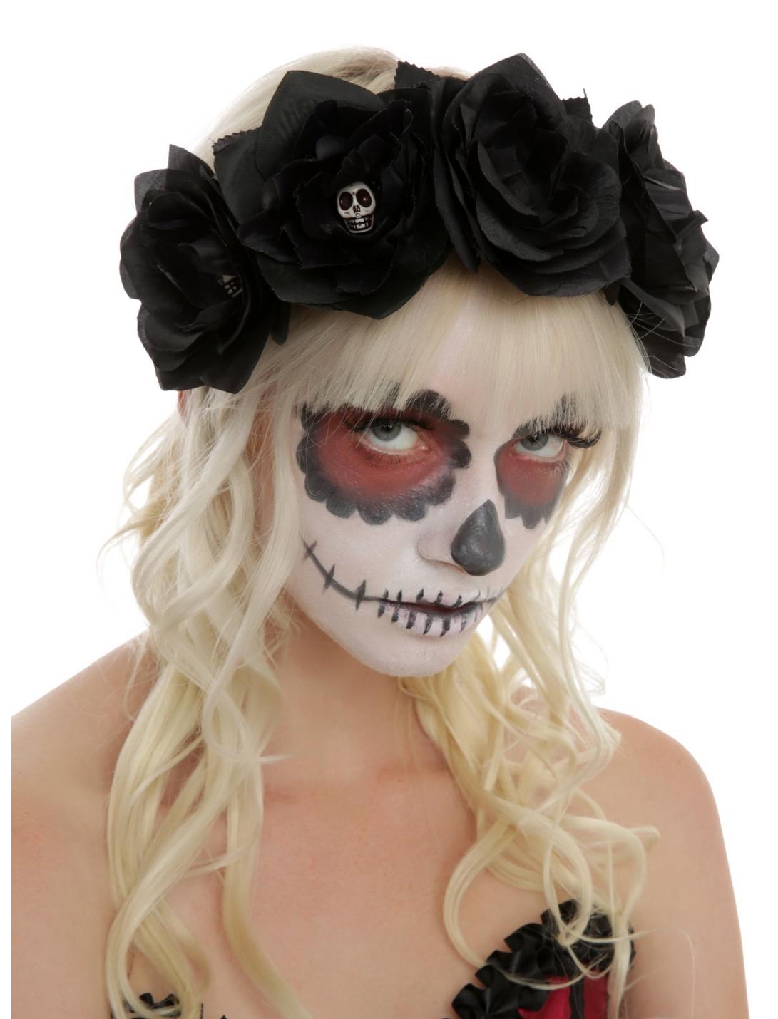 Black Rose Day Of The Dead Stretchy Headband, , hi-res