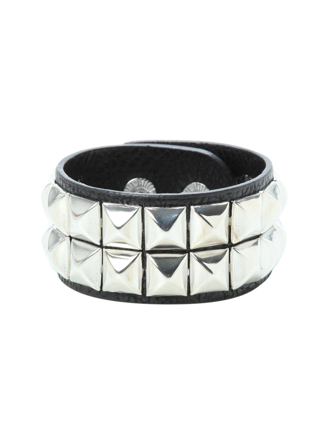 Two Row Pyramid Black Bracelet, , hi-res