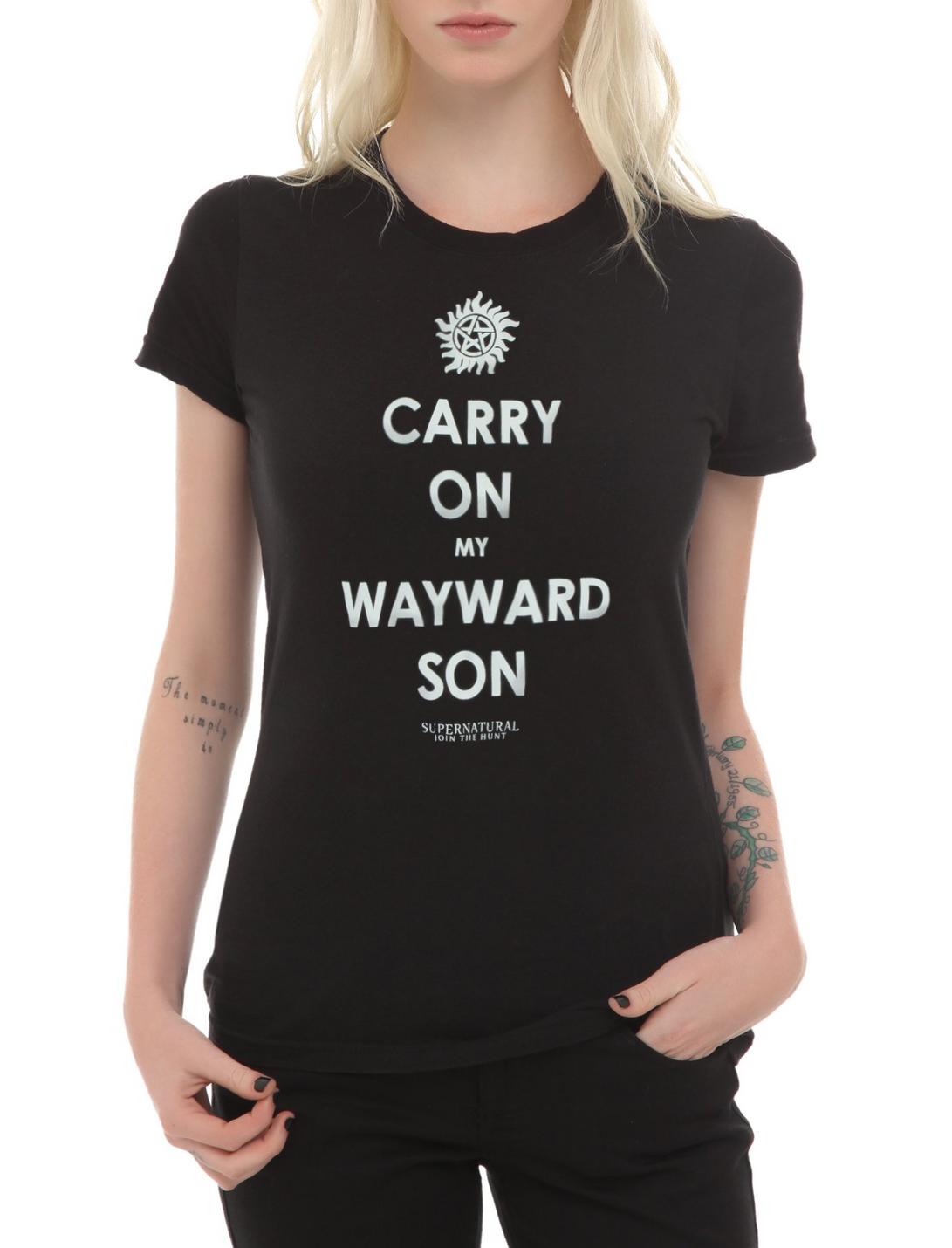 Supernatural Kansas Carry On Wayward Son Girls T-Shirt, BLACK, hi-res