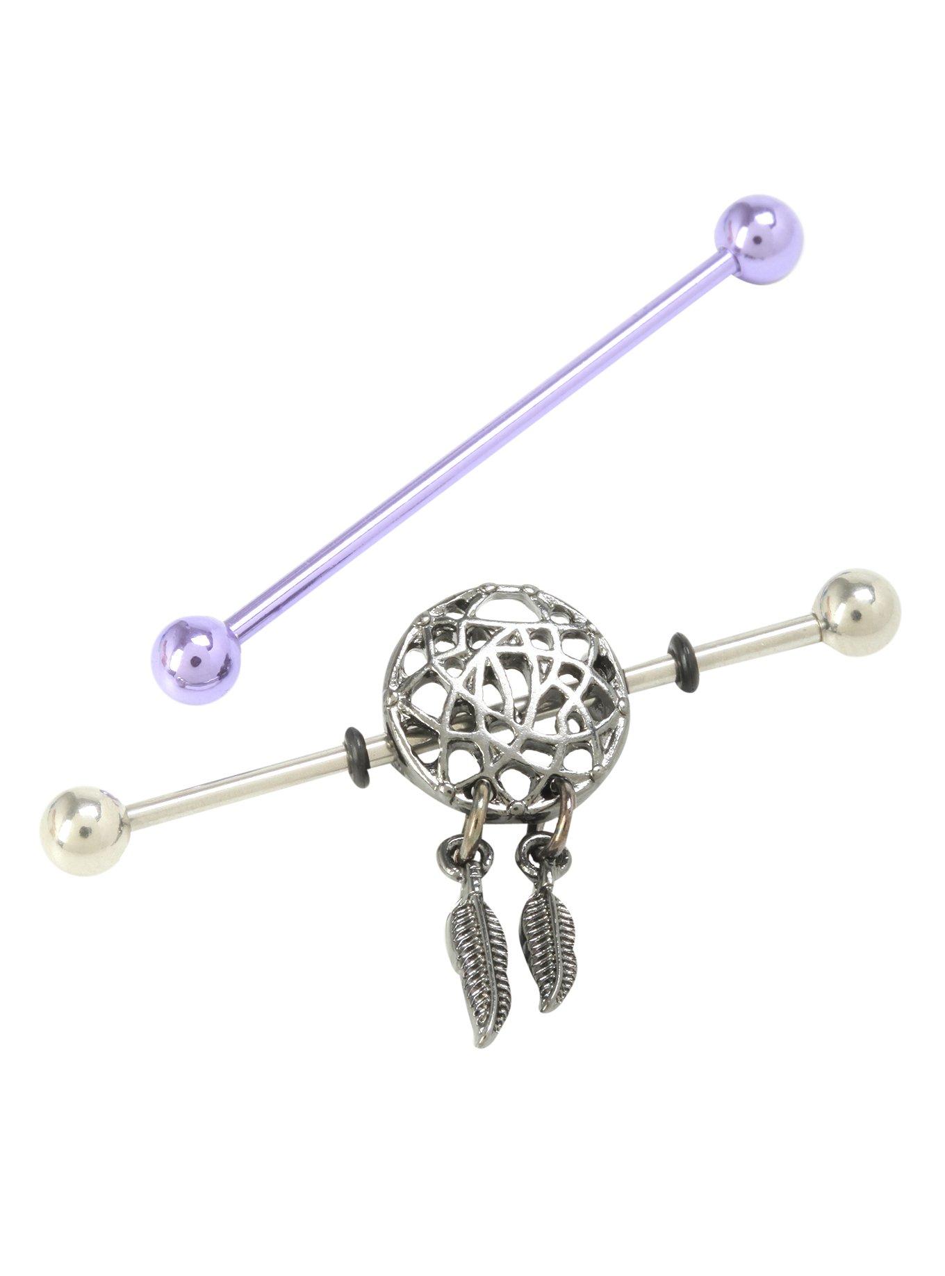14 Gauge 1 1/2" Steel Industrial Dream Catcher Barbell 2 Pack, , hi-res