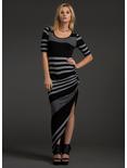 Ruched Side Slit Striped Maxi Dress, , hi-res