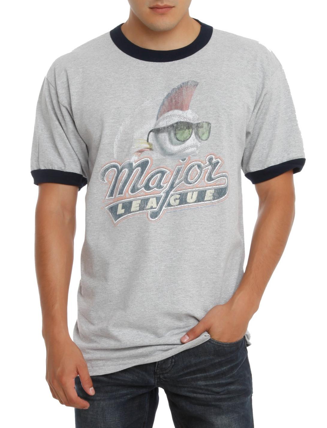 Major League Distressed Ringer T-Shirt, LIGHT GRAY, hi-res