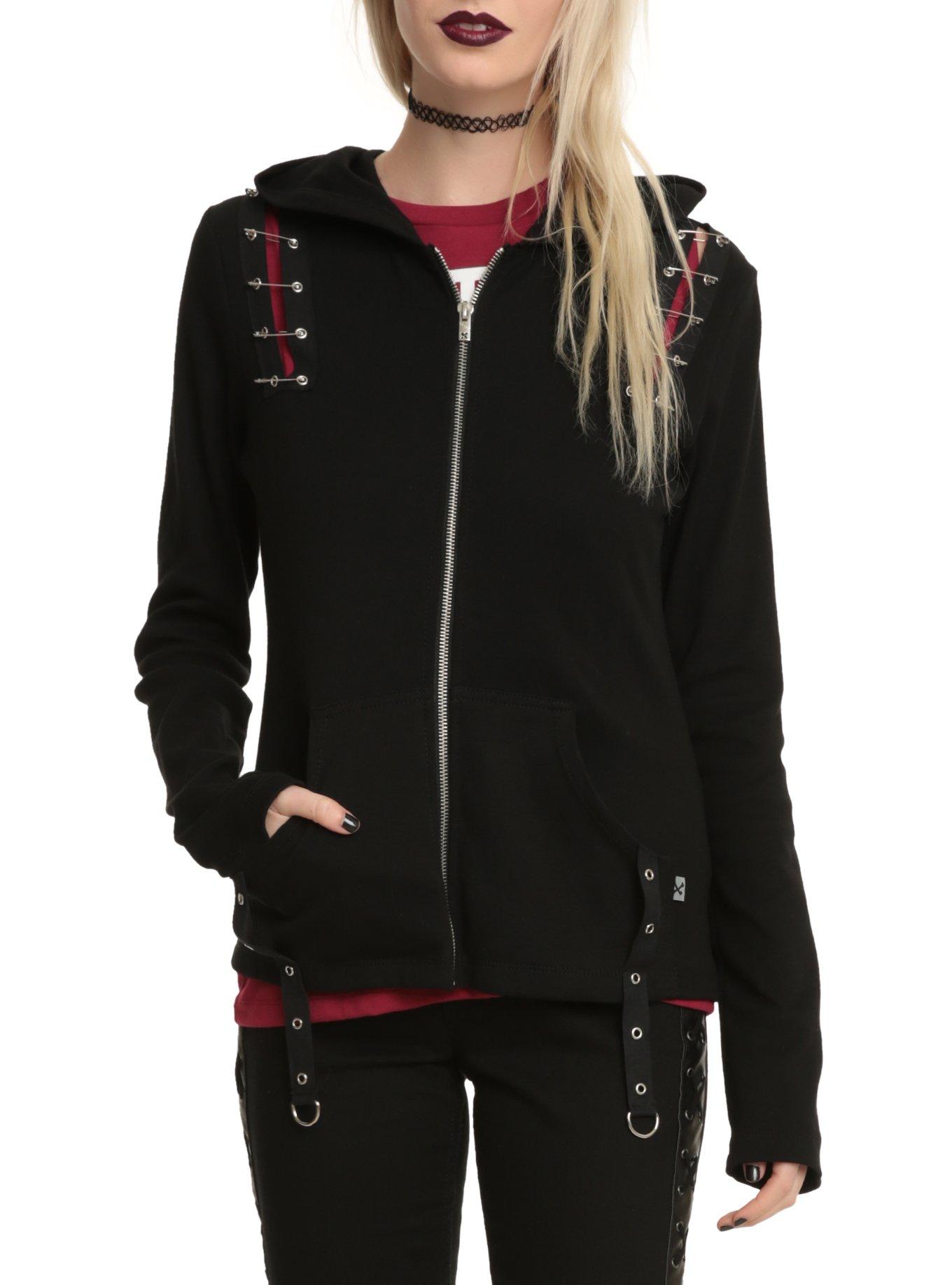 Royal Bones Black Safety Pin Hoodie | Hot Topic