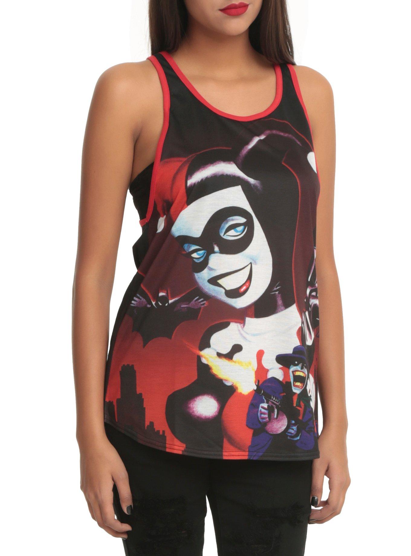 DC Comics Harleen Harley Quinn Diamond Sublimation Girls Tank Top, BLACK, hi-res