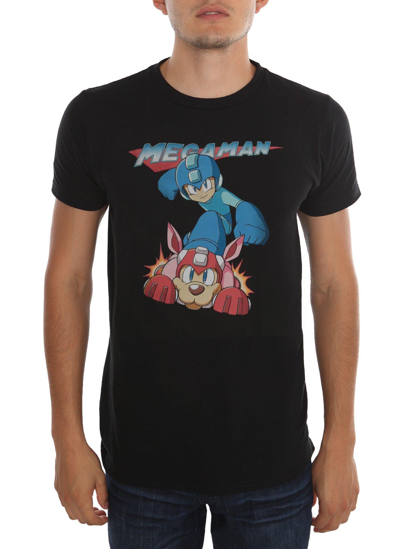 Mega Man & Rush T-Shirt, BLACK, hi-res
