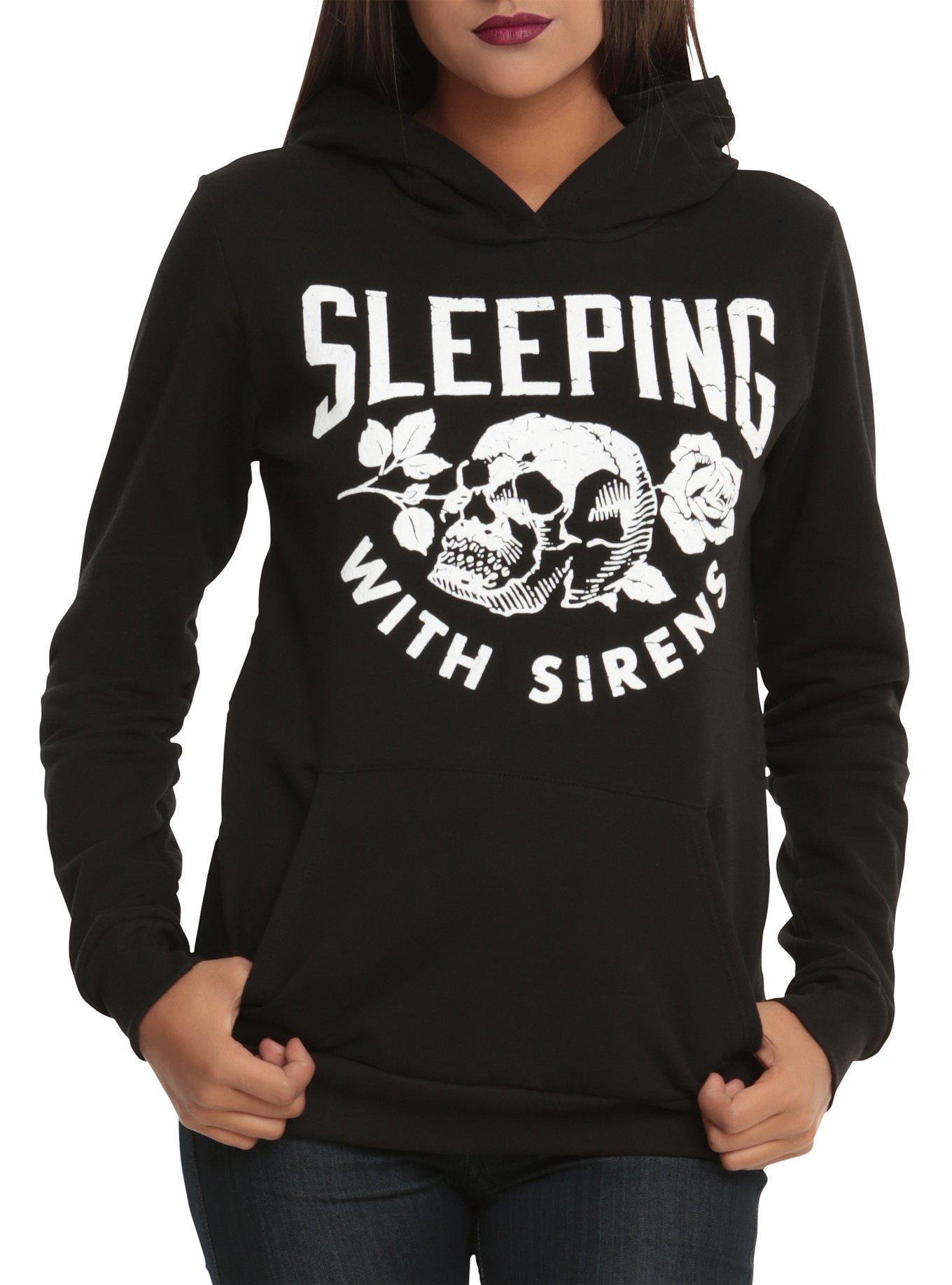 Sleeping With Sirens Skull Rose Girls Hoodie, BLACK, hi-res