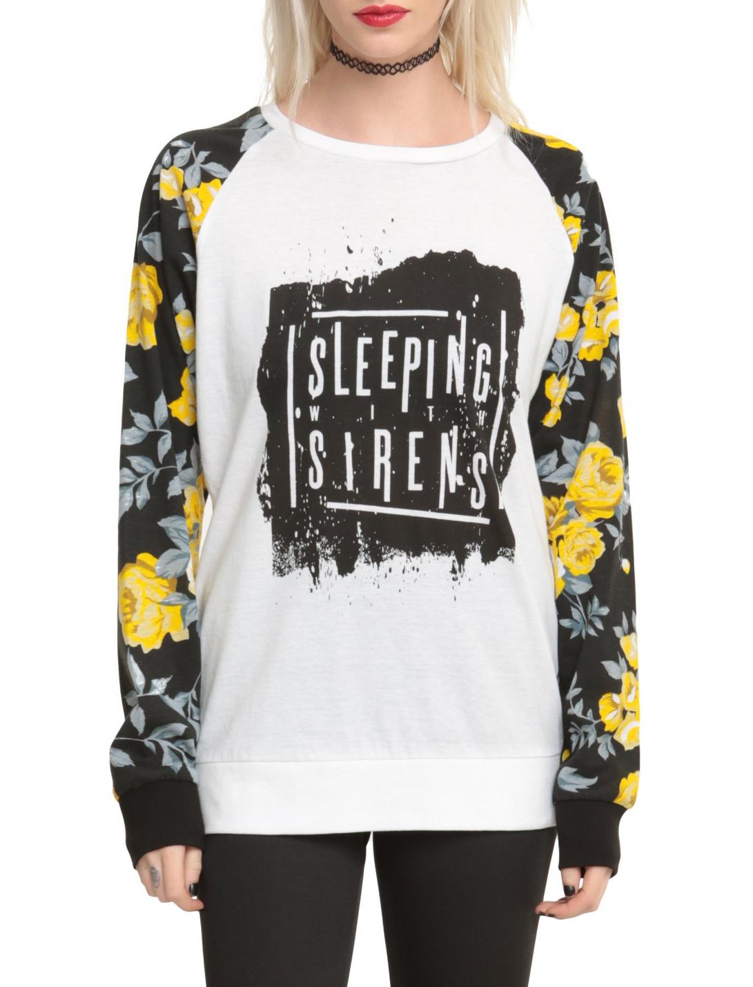 Sleeping With Sirens Floral Sleeve Girls Pullover Top, BLACK, hi-res