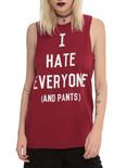 I Hate Everyone (And Pants) Girls Muscle Top, BURGUNDY, hi-res