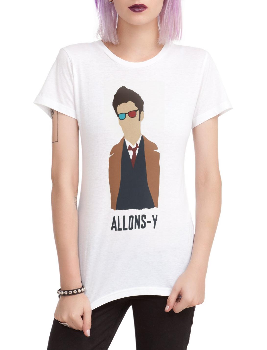 Doctor Who Tenth Doctor Allons-y Silhouette Girls T-Shirt, BLACK, hi-res