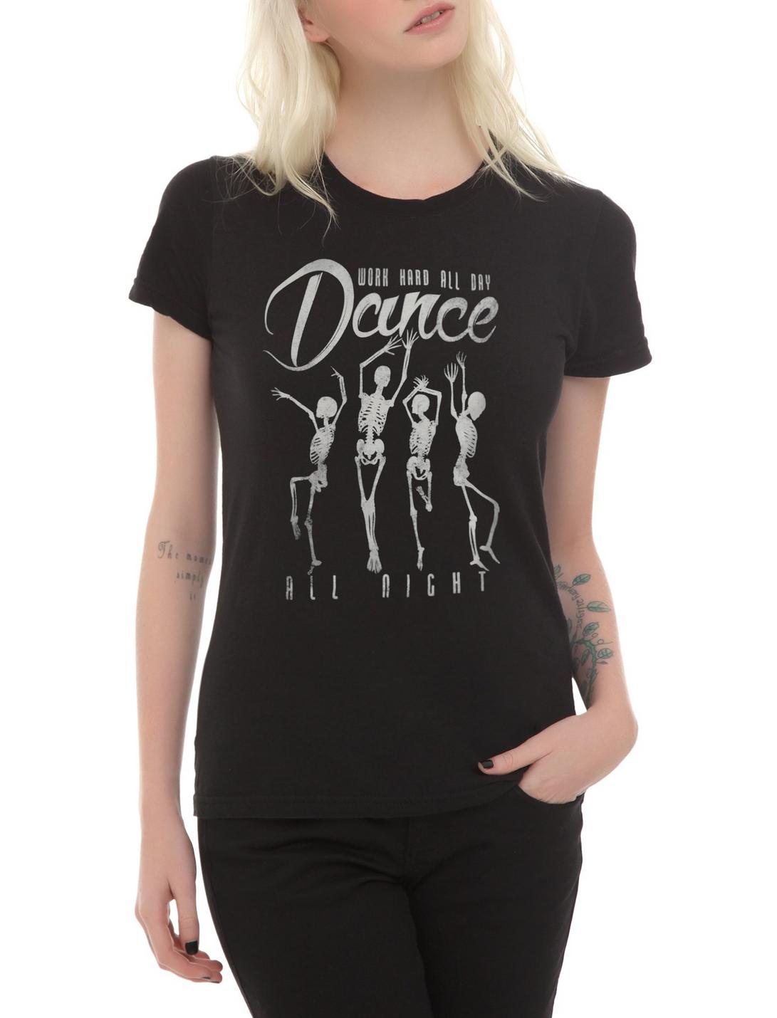 Dance All Night Skeletons Girls T-Shirt, BLACK, hi-res