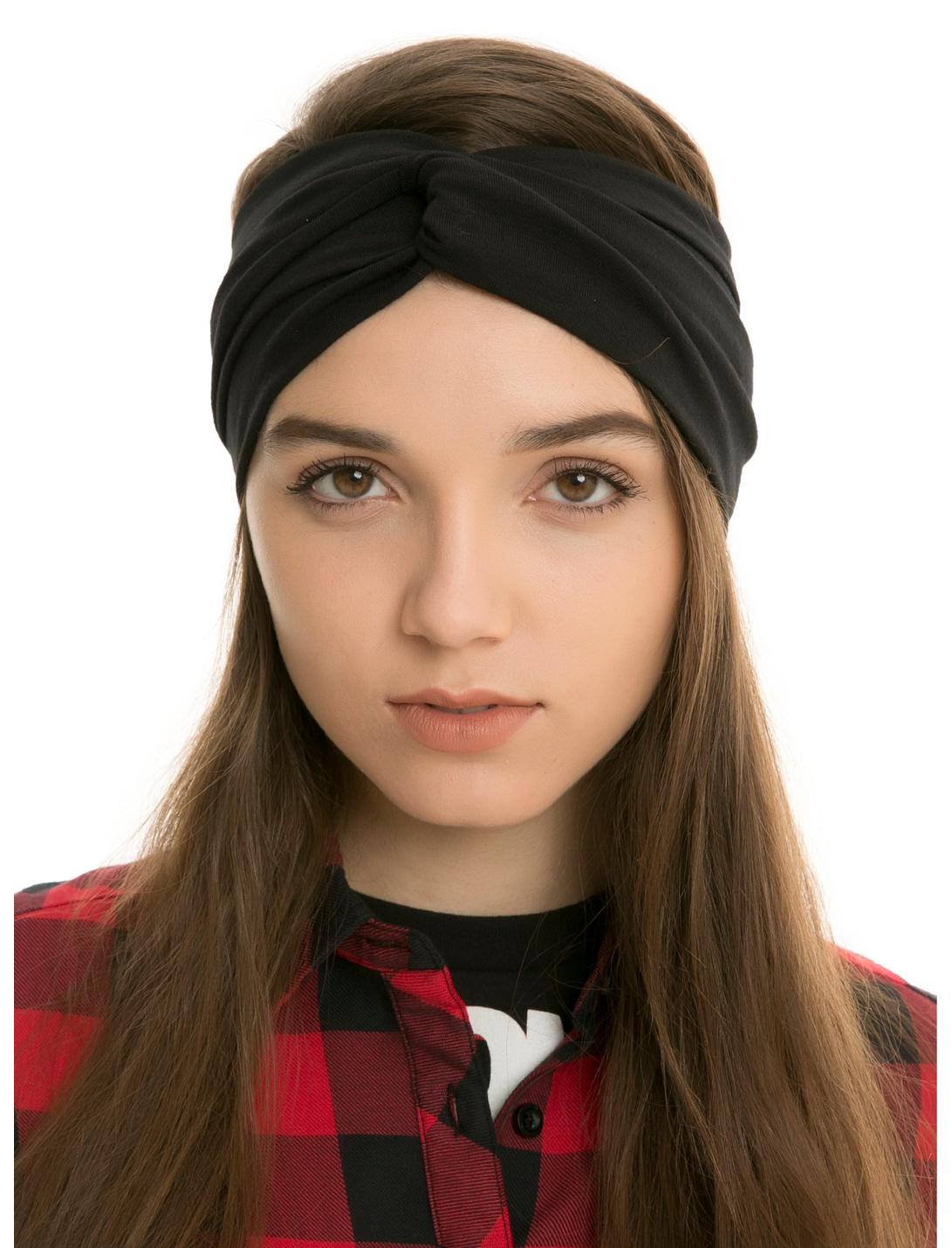 LOVEsick Black Turban Stretchy Headband, , hi-res