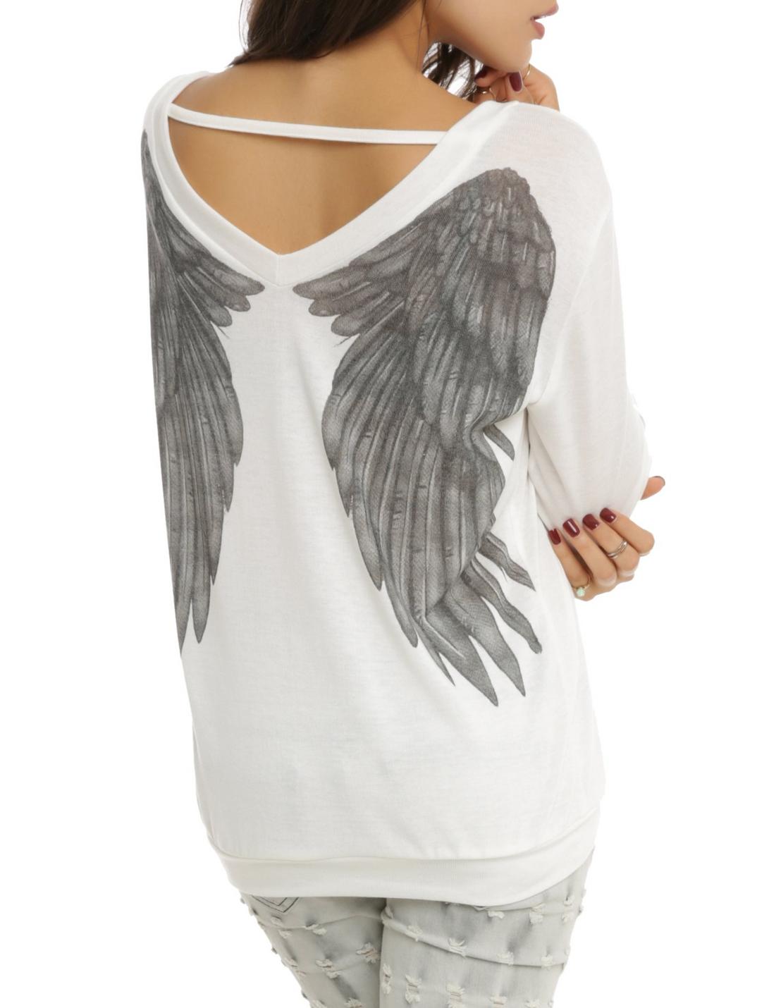 Angel Wing Sweater Top, WHITE, hi-res