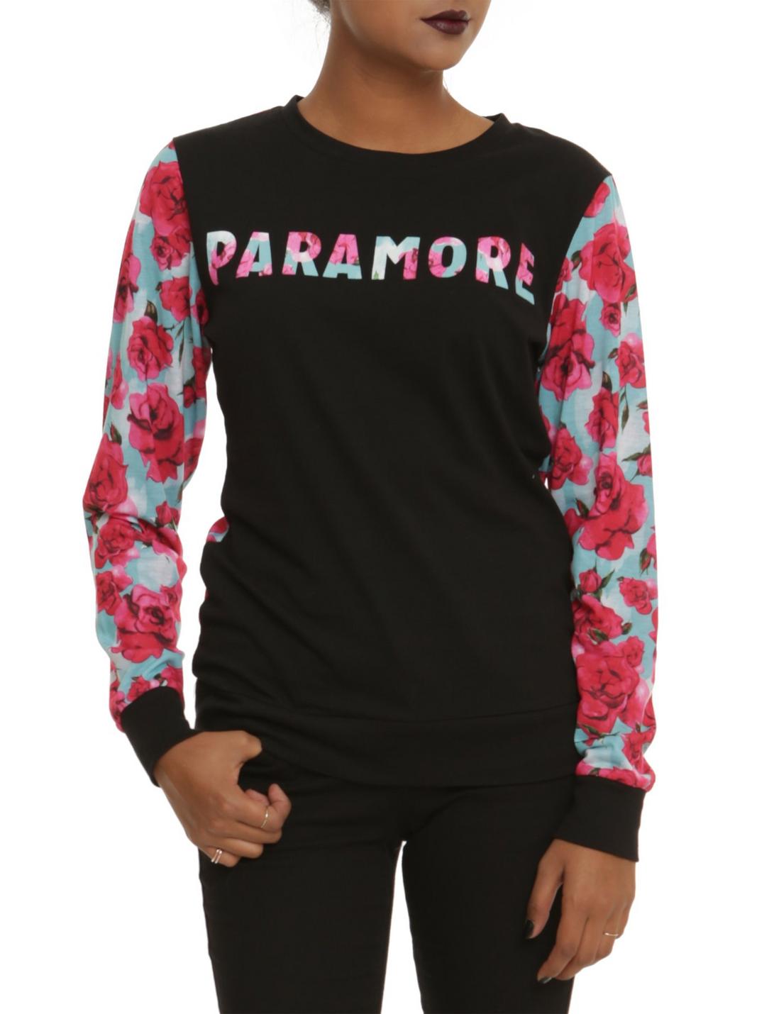 Paramore Floral Girls Pullover Top, BLACK, hi-res