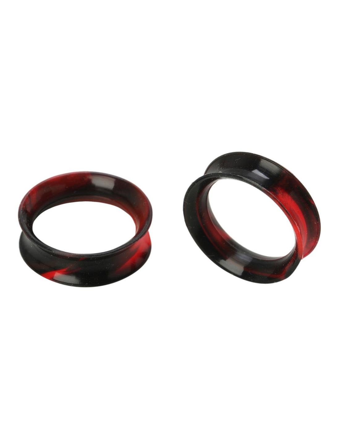 Black & Red Marble Earskin Plugs 2 Pack, RED, hi-res