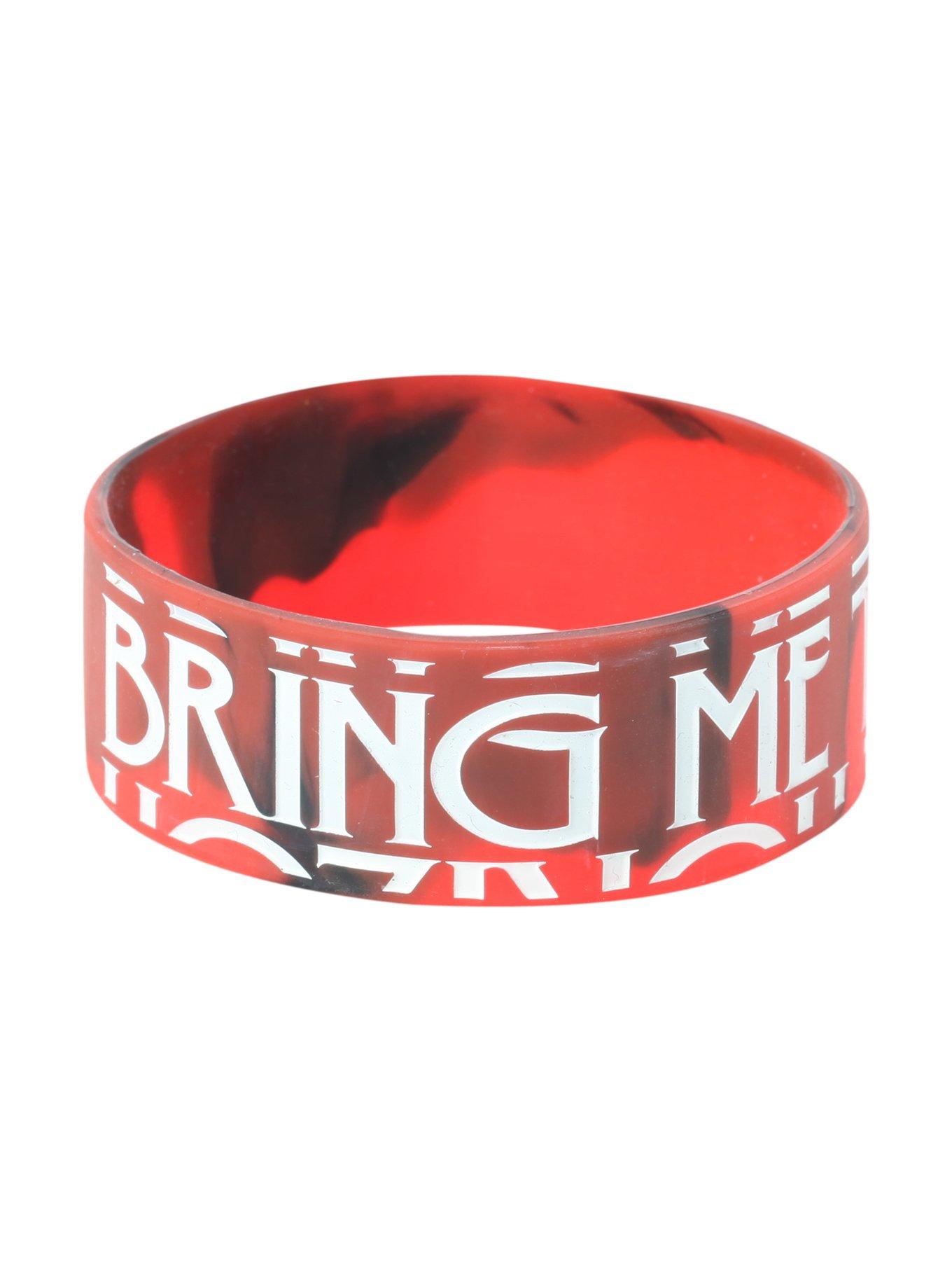 Bring Me The Horizon Red And White Rubber Bracelet | Hot Topic