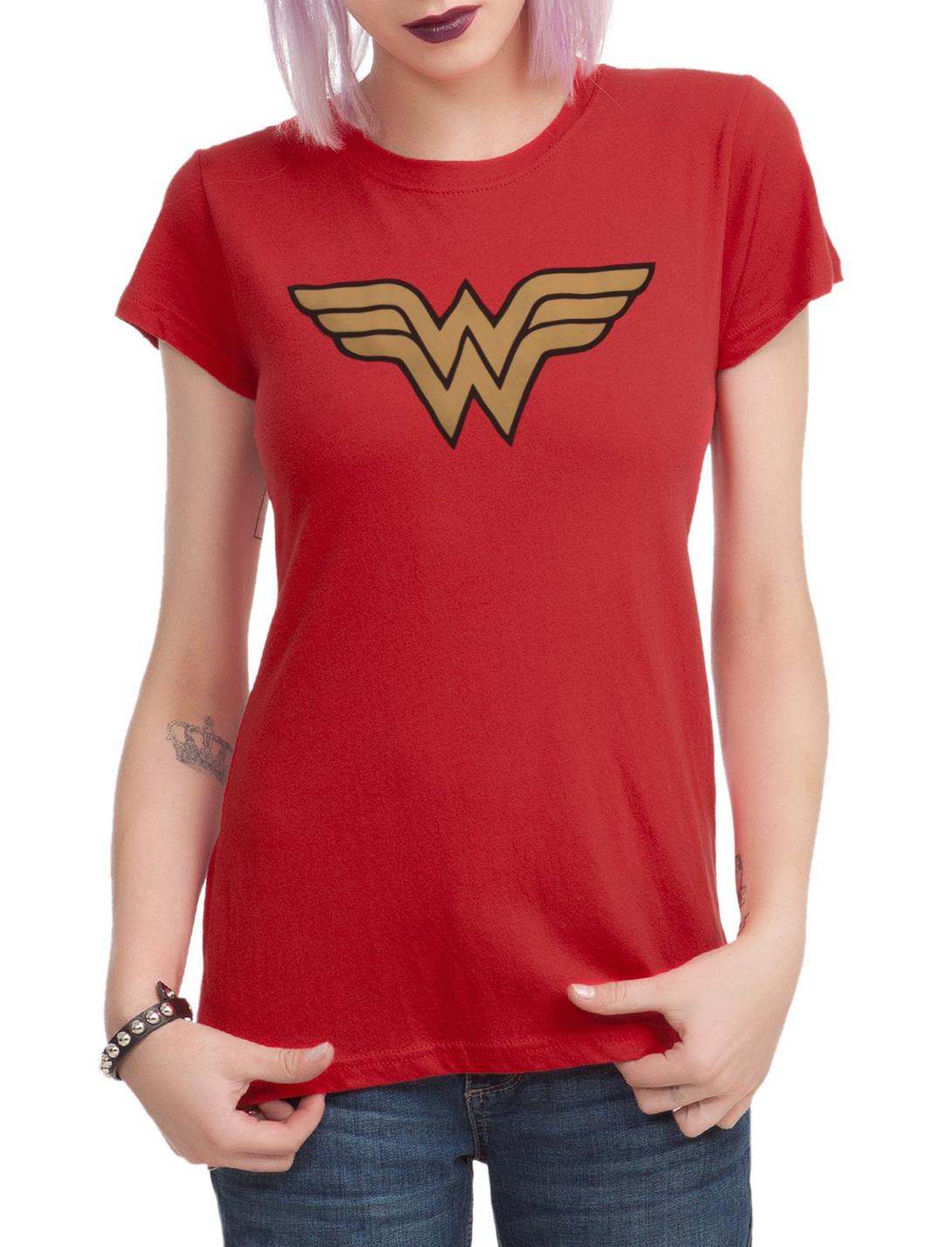 DC Comics Wonder Woman Logo Cosplay Girls T-Shirt, RED, hi-res