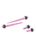 Acrylic Neon Pink Splatter Micro Taper And Plug 4 Pack, HOT PINK, hi-res