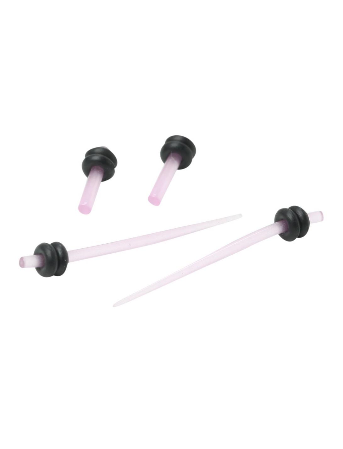 Acrylic Pink Glow-In-The-Dark Micro Taper And Plug 4 Pack, BLACK, hi-res