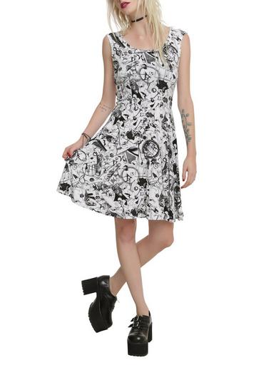 hot topic christmas dress The Nightmare Before Character Collage burgundy dress shirt with