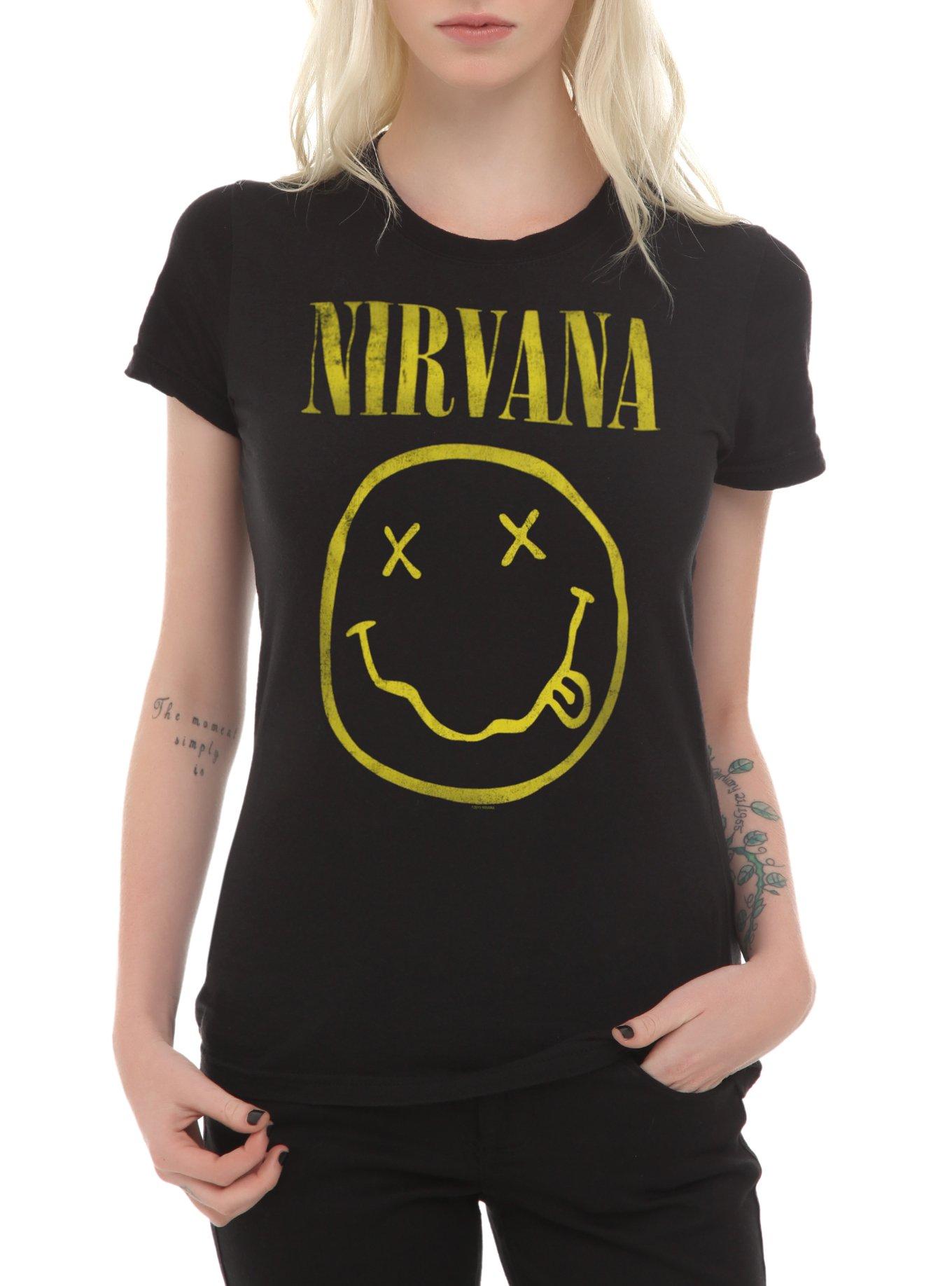 Nirvana Smiley Girls T-Shirt, BLACK, hi-res