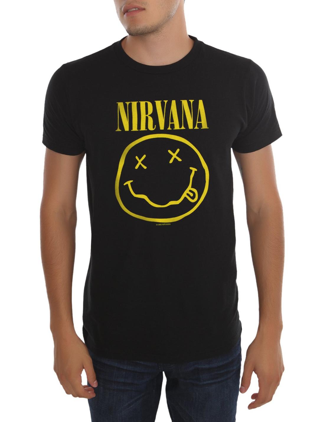 Nirvana Smiley T-Shirt, BLACK, hi-res