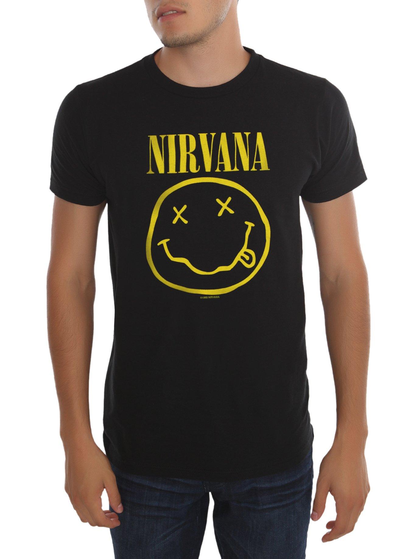 Nirvana Smiley T-Shirt, BLACK, hi-res