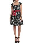 Hell Bunny Black And White Floral Dress, BLACK, hi-res