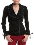 Joan Jett Tripp NYC Black Twill Moto Jacket, BLACK, hi-res