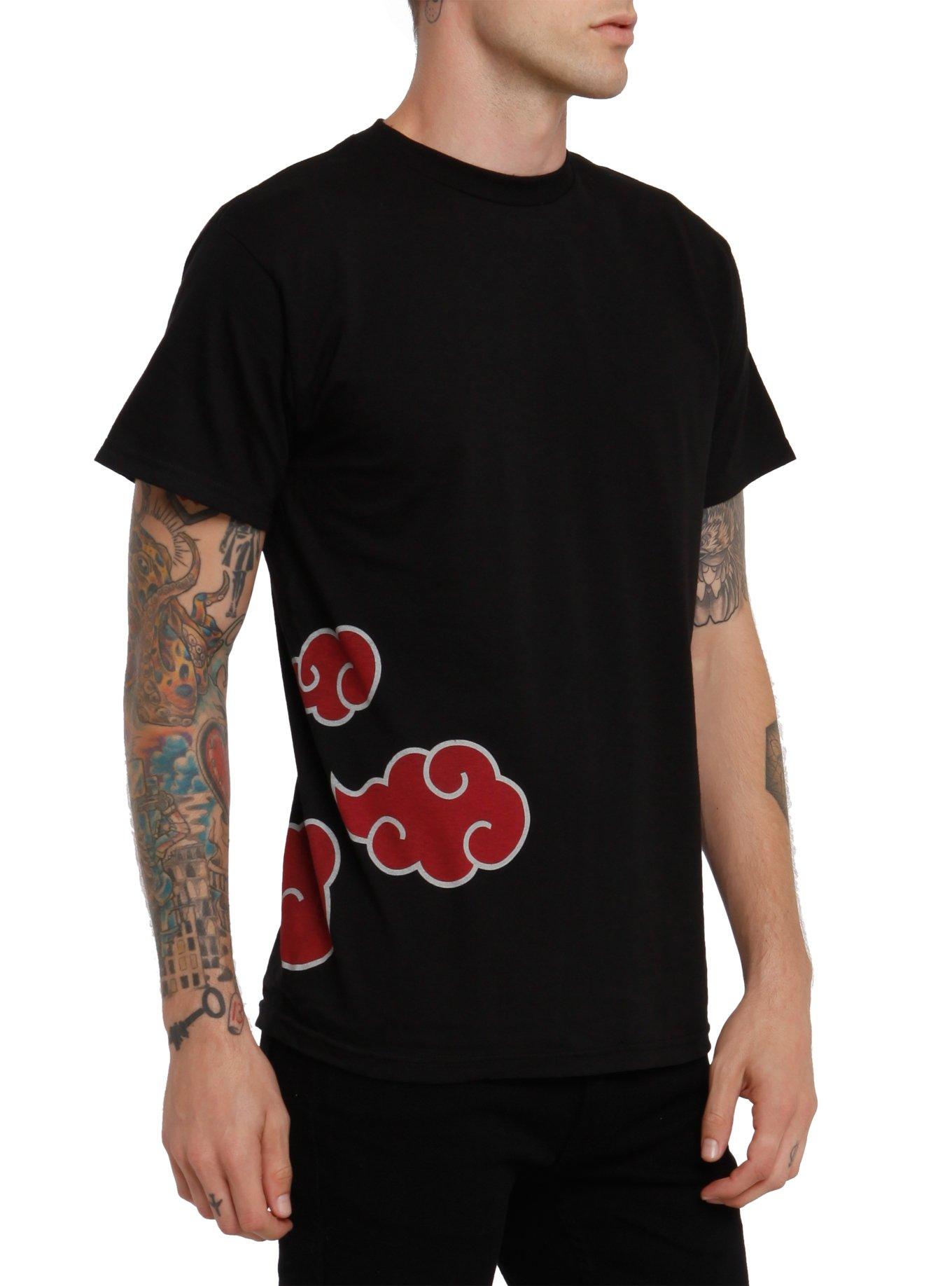 Venda quente anime t-shirt naruto akatsuki nuvem impressão de