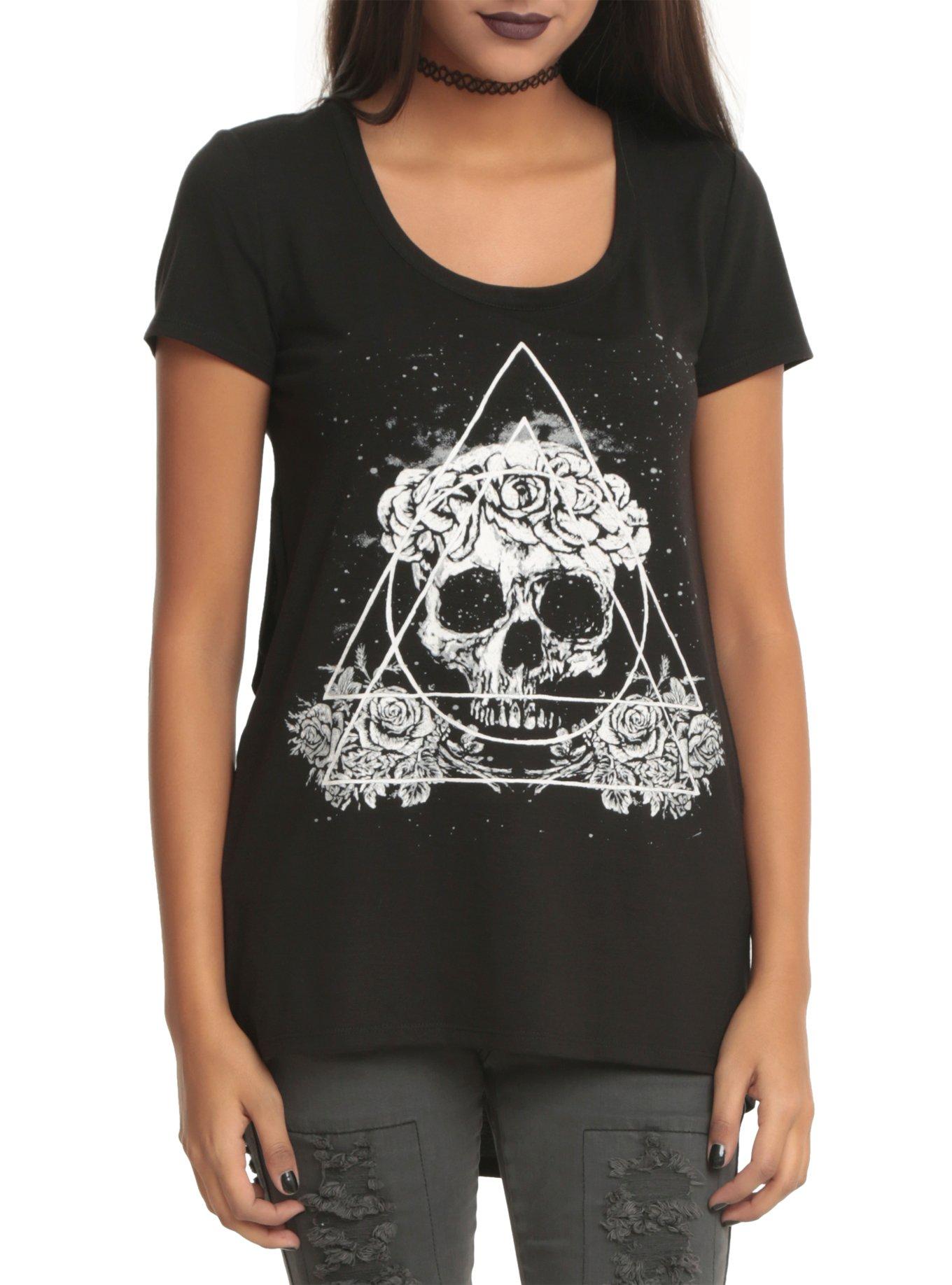 Skull Hi-Lo Top, BLACK, hi-res