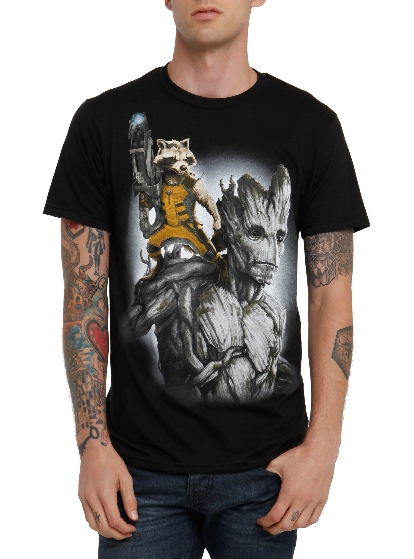 Marvel Guardians Of The Galaxy Rocket Raccoon & Groot T-Shirt, BLACK, hi-res